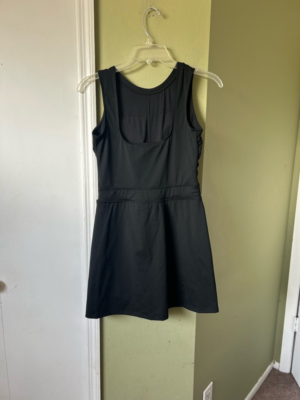 NWOT Women's Black drawing waist Tie Tennis Dress w/Shorts - Picture 2 of 11